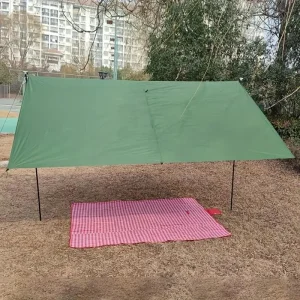 Camping Tarp 10x10ft Waterproof Portable Awning Silver UV Protection Backpacking